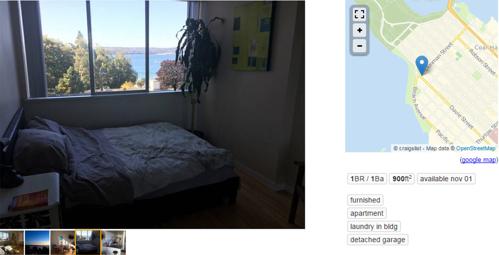 The original Craigslist ad for our apartment.