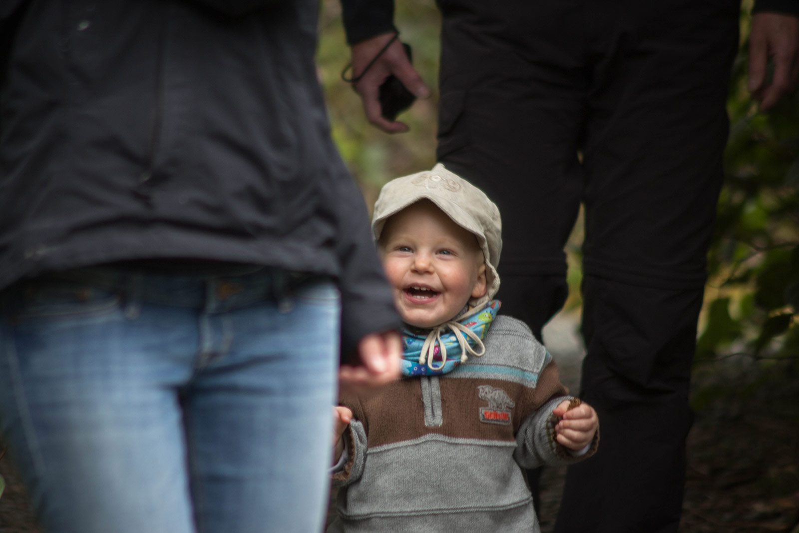 Albert walking with the family