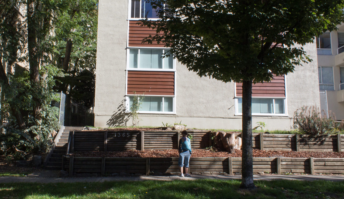 In front of one of the houses we looked at.