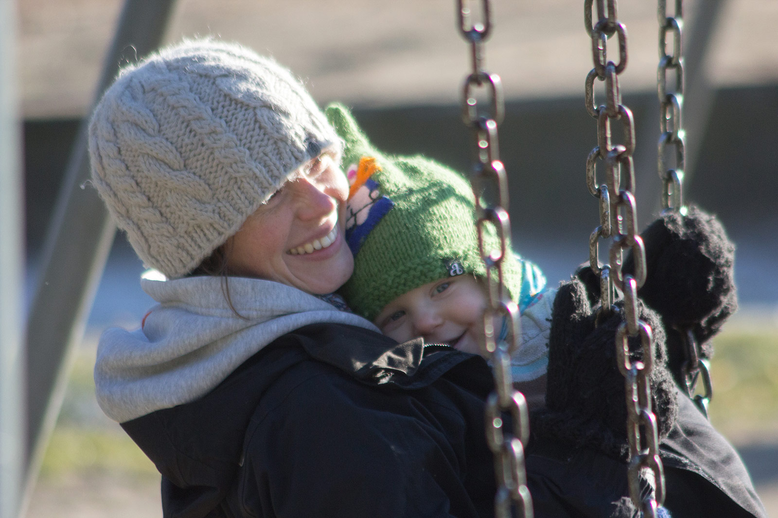 Gaga and Albert on a swing