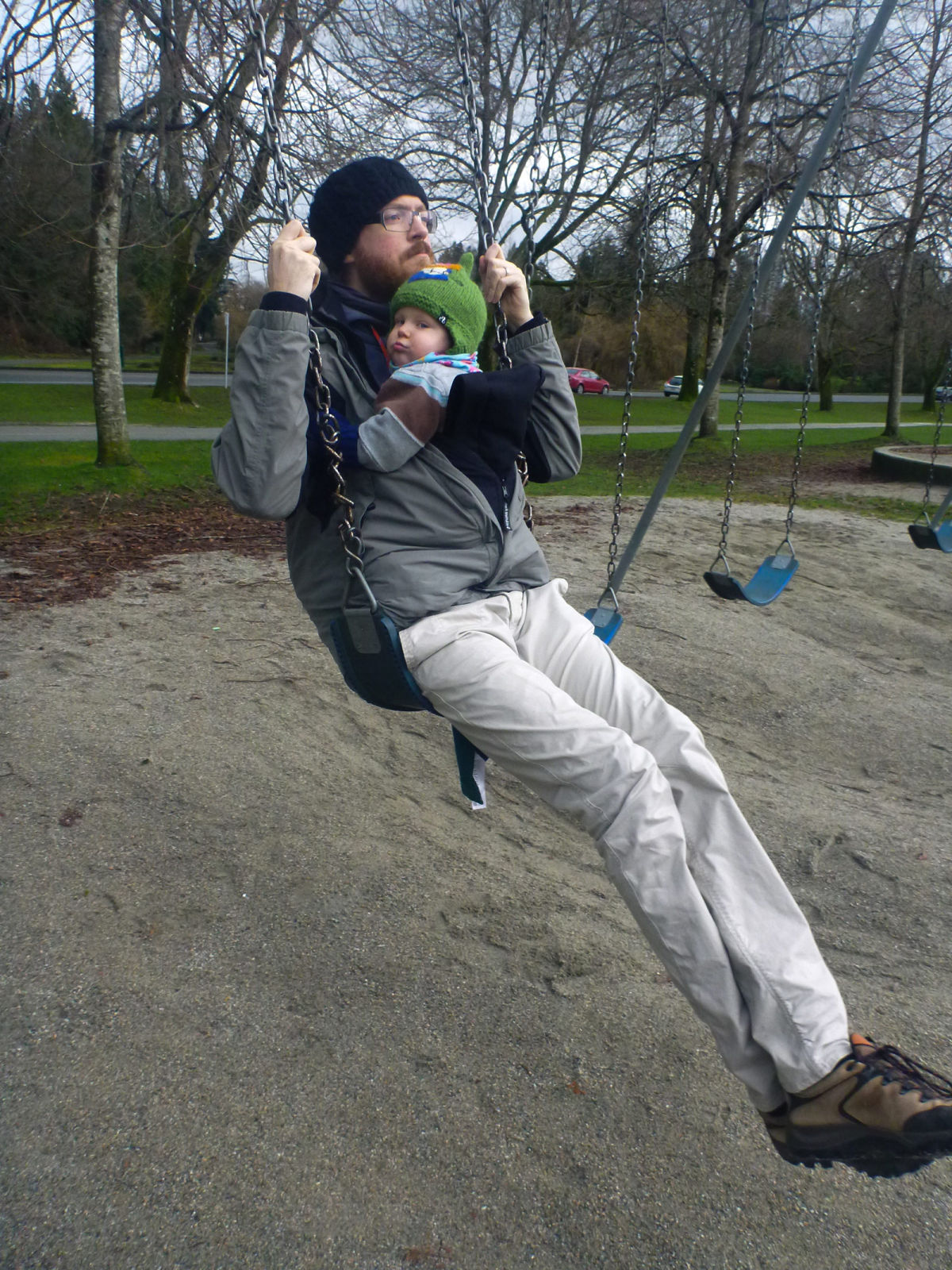 Julian and Albert on a swing