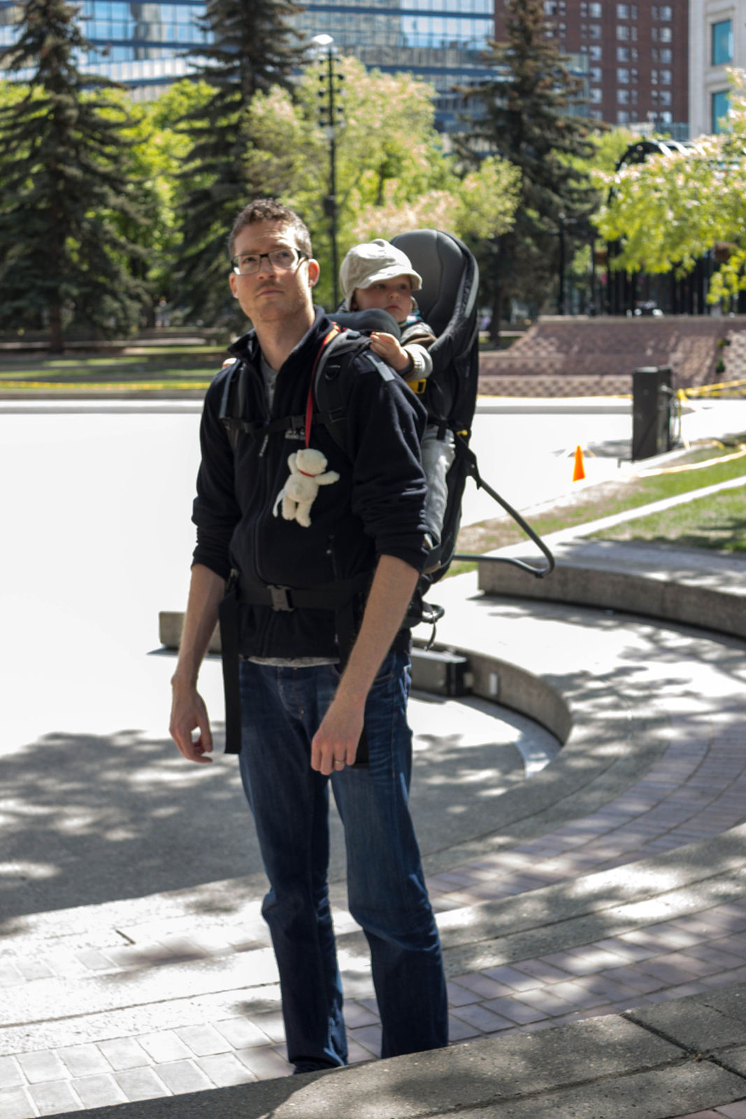 Julian schlepping Albert through Calgary